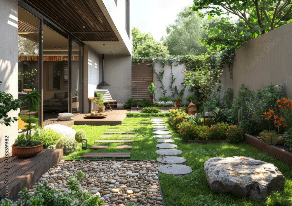 Modern house with beautiful garden and terrace Modern house with beautiful garden and terrace
