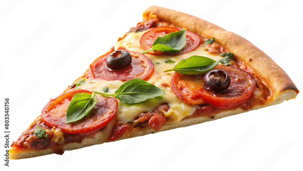 A fresh pizza slice isolated on Transparent background. A fresh pizza slice isolated on Transparent background.