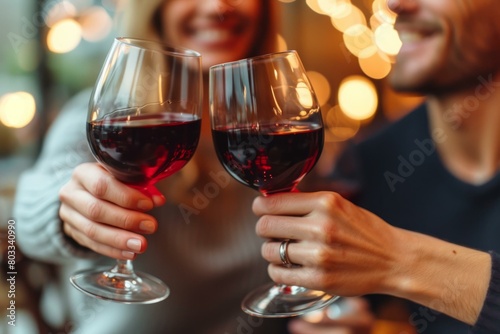 A Couple Celebrating their Love with Red Wine