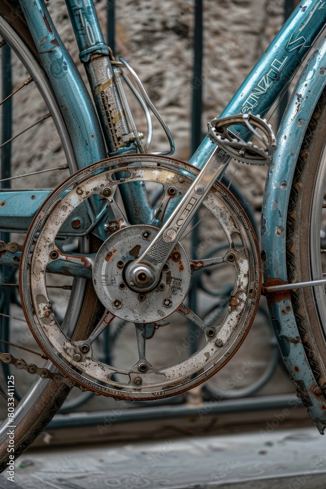 Detailed view of bicycle chain and gears, symbolizing summer olympic games sports