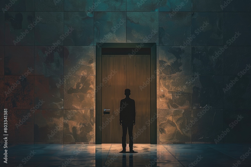 Closed Doors A person standing in front of a closed door, representing missed connections or opportunities