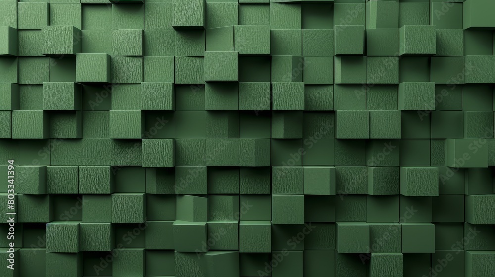 Abstract banner illustration of an army green 3D textured wall, composed of geometric squares and cubes, ideal for creating impactful textured wallpaper Abstract banner illustration of an army green 3D textured wall, composed of geometric squares and cubes, ideal for creating impactful textured wallpaper