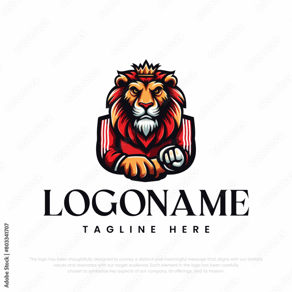 Lion King logo design isolated on black Lion King logo design isolated on black