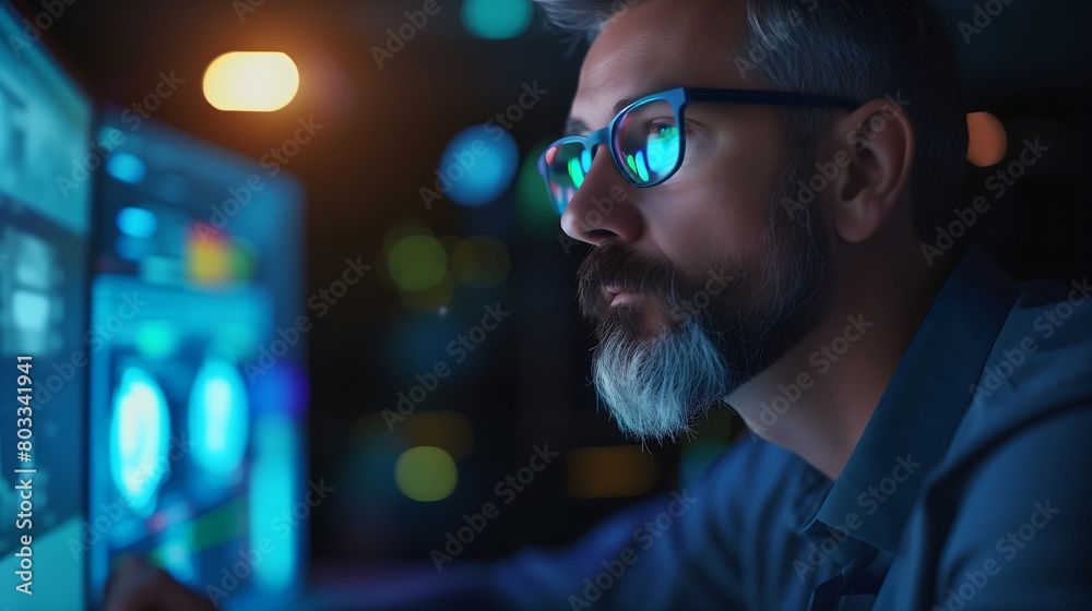 Man Analyzing Data on Computer Man Analyzing Data on Computer