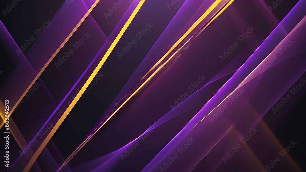 Fototapeta premium abstract background with purple and yellow glowing lines in a random design in foreground while the background in dark