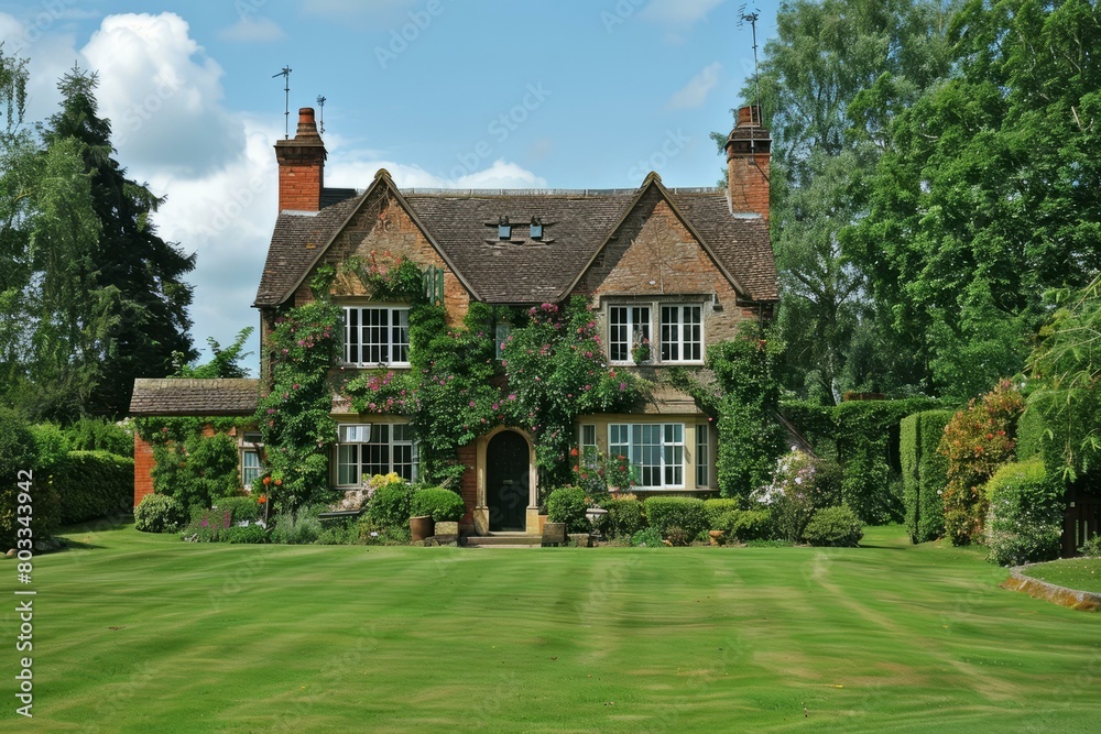 An English country house with a large garden An English country house with a large garden