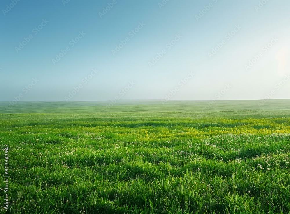 Obraz premium Green Grass Field Under Blue Sky