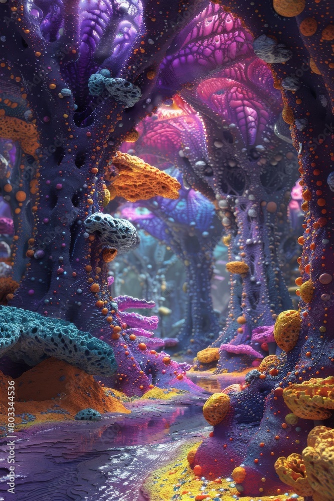 Fototapeta premium Mystical Glowing Bioluminescent Alien Forest