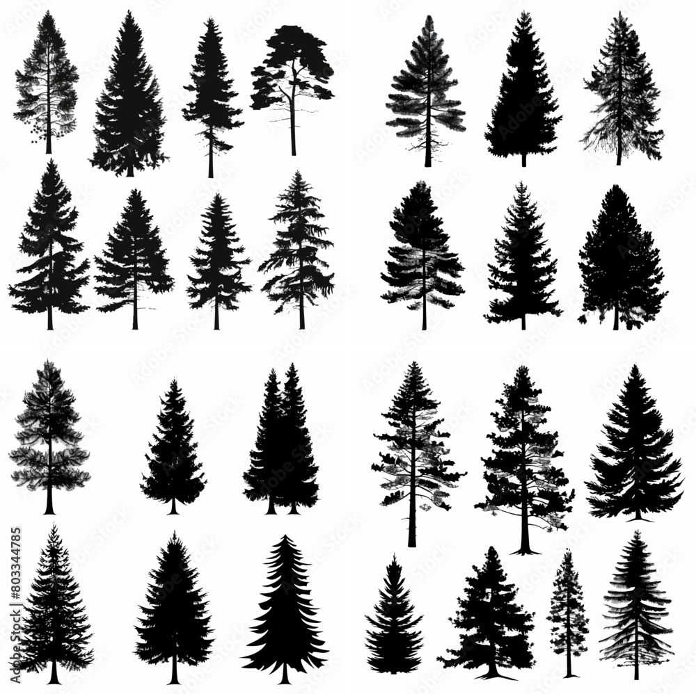 black tree silhouette set pure badge eco outline recreation breath emblem label protection graphic pine trunk woodland black tree silhouette set pure badge eco outline recreation breath emblem label protection graphic pine trunk woodland