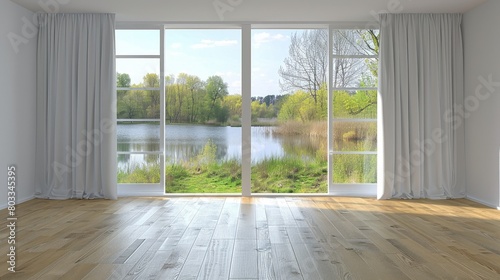 Ethereal Glow  A Room Embraced by Curtains and Sunlight