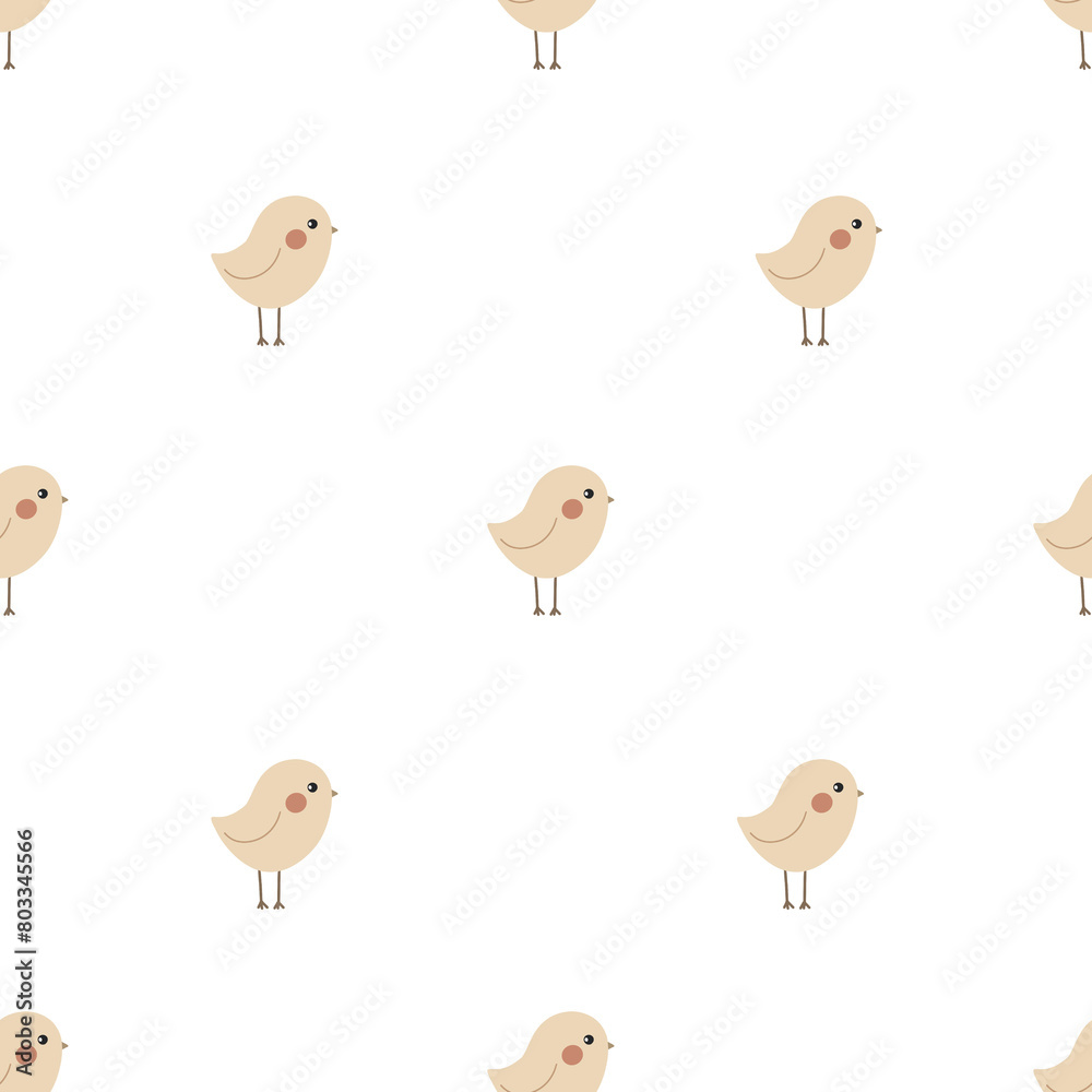 Seamless pattern with cute little birds 