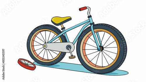 A bike with a flat tire making it impossible to ride. The tire is visibly deflated and has a puncture from a nail.. Cartoon Vector photo