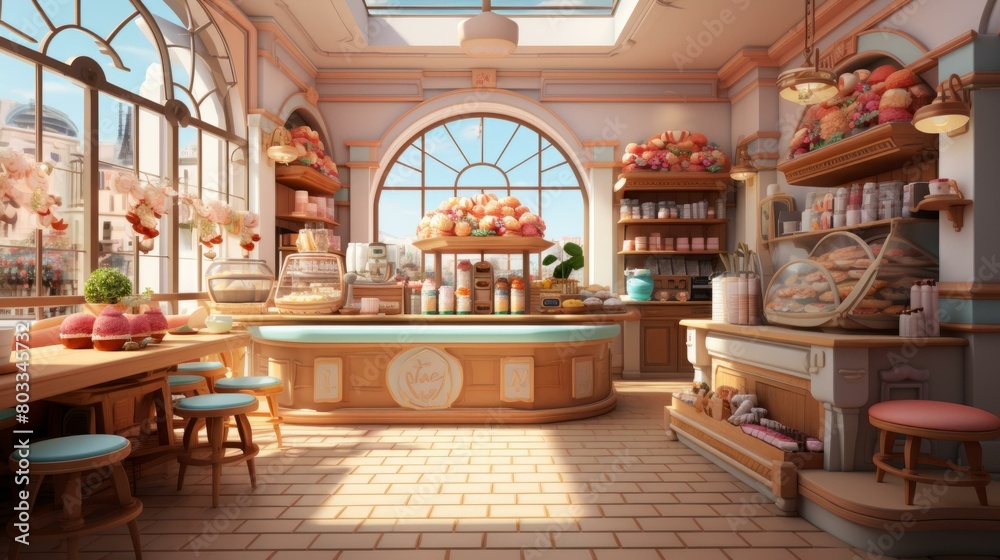 European style bakery shop interior European style bakery shop interior