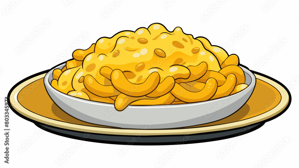 A classic comfort food dinner A plate of steaming macaroni and cheese made with al dente noodles and a thick and creamy cheddar cheese sauce. The. Cartoon Vector