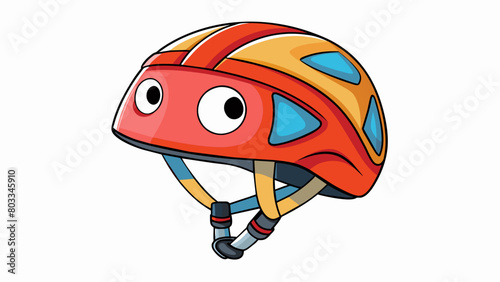 A childs bicycle helmet made of lightweight shockabsorbing material with adjustable ss and multiple air vents for comfort specifically designed to. Cartoon Vector