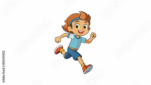 A child runs and jumps their boundless energy propelling them higher and higher.. Cartoon Vector