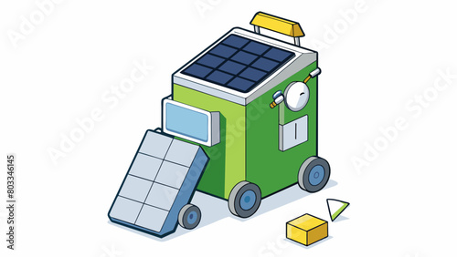 A compact solarpowered garbage compactor automatically crushing and compacting trash to save energy and reduce the need for landfills while also. Cartoon Vector