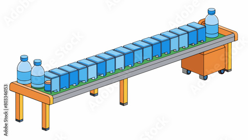 A compact modular conveyor system carries plastic bottles from the production area to the packaging room using a combination of belts rollers and. Cartoon Vector
