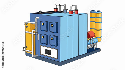 A compact modular boiler system consisting of multiple smaller units stacked on top of each other. Each unit contains a burner heat exchanger and. Cartoon Vector