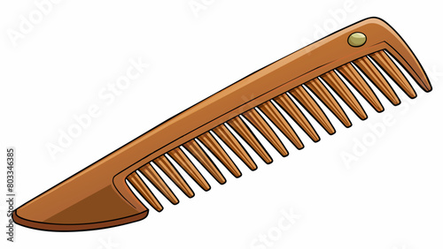 A curved wooden implement with long sharp teeth along the edge. It has a handle at one end and is used for detangling hair with a smooth finish and a. Cartoon Vector