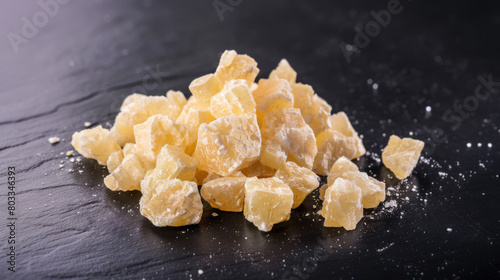Yellow crystals of MDMA on black surface