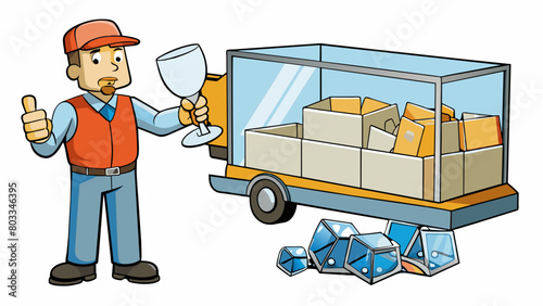 A customer complains about a shipment of delicate glassware that arrived broken. The packaging was insufficient with the items packed together with no. Cartoon Vector
