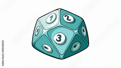 A dice with 6 sides each side displaying a different numerical value of dots ranging from 1 to 6. The dice is rolled and the number of dots displayed. Cartoon Vector
