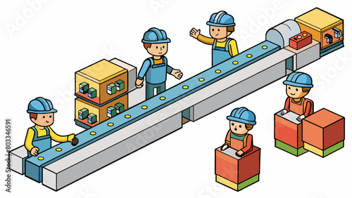 A factory assembly line with welltrained workers and streamlined processes that allow for maximum production with minimal waste or defects. Its. Cartoon Vector