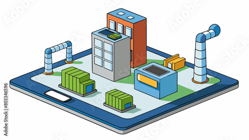 A factory producing smartphones reflects the idea of supply as it is creating goods to meet market demand and make a profit.. Cartoon Vector