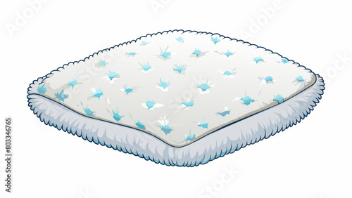 A fluffy white pillow with a soft plush texture and a subtle floral pattern. It provides a comfortable place to rest your head and adds a touch of. Cartoon Vector