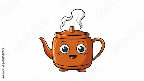 A freshly brewed pot of tea steaming hot left untouched until the swirling tendrils of heat dissipate and it becomes drinkable.. Cartoon Vector