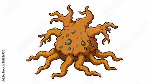 A gnarled irregularlyshaped root with a speckled brown exterior and a firm white inside.. Cartoon Vector