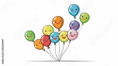 A group of colorful balloons floats in the air each one representing a different opportunity or goal. The decision lies in which balloon to grab onto. Cartoon Vector