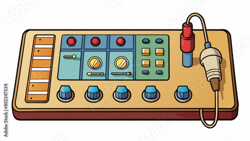 A large rectangular panel with multiple s buttons and dials used to calibrate audio and visual equipment such as speakers and monitors. It is also. Cartoon Vector photo