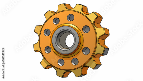 A large rugged sprocket made of durable steel with a thick center hub and wide intricate teeth extending outward. It is designed to withstand heavy. Cartoon Vector