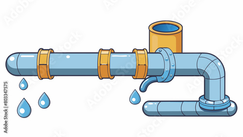 A leaking pipe in a plumbing system causing water to continuously drip and leading to water damage and a decrease in water pressure.. Cartoon Vector