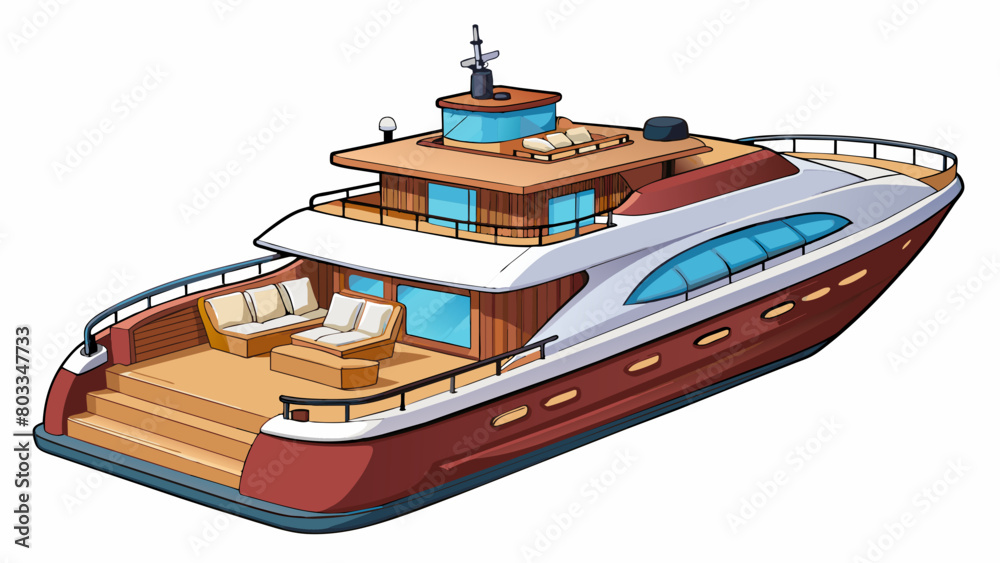 A luxurious yacht equipped with stateoftheart technology and amenities. The deck is covered in plush cushions and the interior is decked out with. Cartoon Vector A luxurious yacht equipped with stateoftheart technology and amenities. The deck is covered in plush cushions and the interior is decked out with. Cartoon Vector