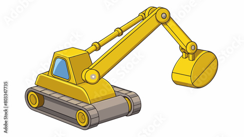 A long yellow cylinder with a flat base and a swinging arm attached to a bulldozer. As the driver presses a lever in the cab the cylinder pumps. Cartoon Vector