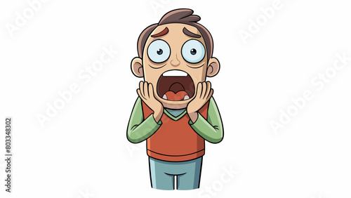 An expression of fear Their eyes widened in terror as their mouth od in a silent scream. Their body stiffened and their hands shook uncontrollably as. Cartoon Vector