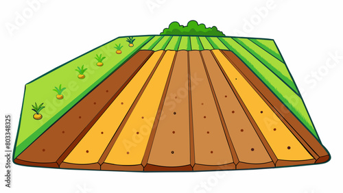 A newly plowed field with tered seeds ready to be planted showcasing the potential for a bountiful harvest.. Cartoon Vector