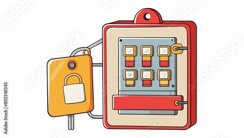An electrical panel with a lockout device that completely covers the circuit breakers and prevents them from being turned on. The device also has a. Cartoon Vector