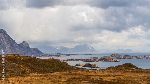 nature sceneries inside the area surroundings of Leknes, Lofoten Islands, Norway, during the spring season © fruttuoso