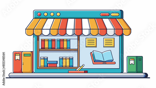 An online bookstore with a userfriendly interface featuring a vast collection of both physical and digital books. Customers can easily browse and. Cartoon Vector