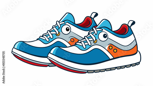 A pair of running shoes with improved cushioning and better traction providing increased comfort and stability while jogging or exercising.. Cartoon Vector