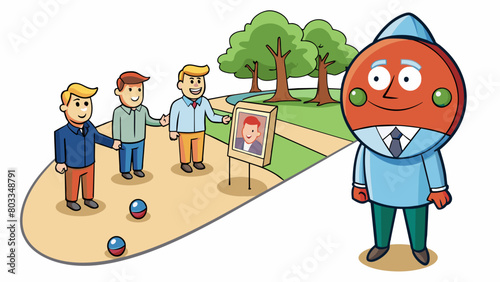 A person wearing a button with their chosen candidates face walking around a park and engaging in friendly debates with strangers about their. Cartoon Vector