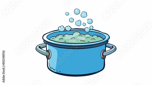 A pot of boiling water its bubbles gradually rising to the surface and slowly dissipating into steam as it patiently waits for the perfect temperature. Cartoon Vector