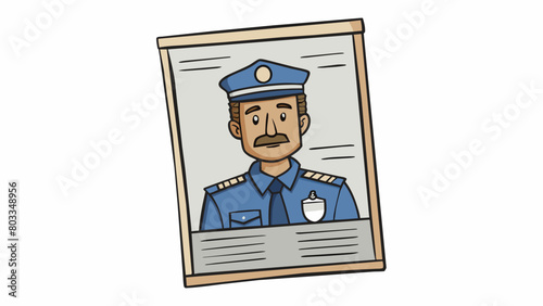A poster with a police sketch of a suspect featuring detailed descriptions of their physical appearance and last known whereabouts.. Cartoon Vector