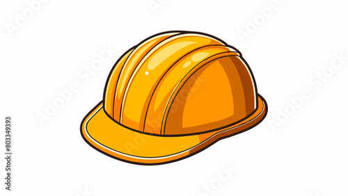 A safety helmet worn by a construction worker providing protection against falling objects. It is made of a durable hard plastic shell with foam. Cartoon Vector