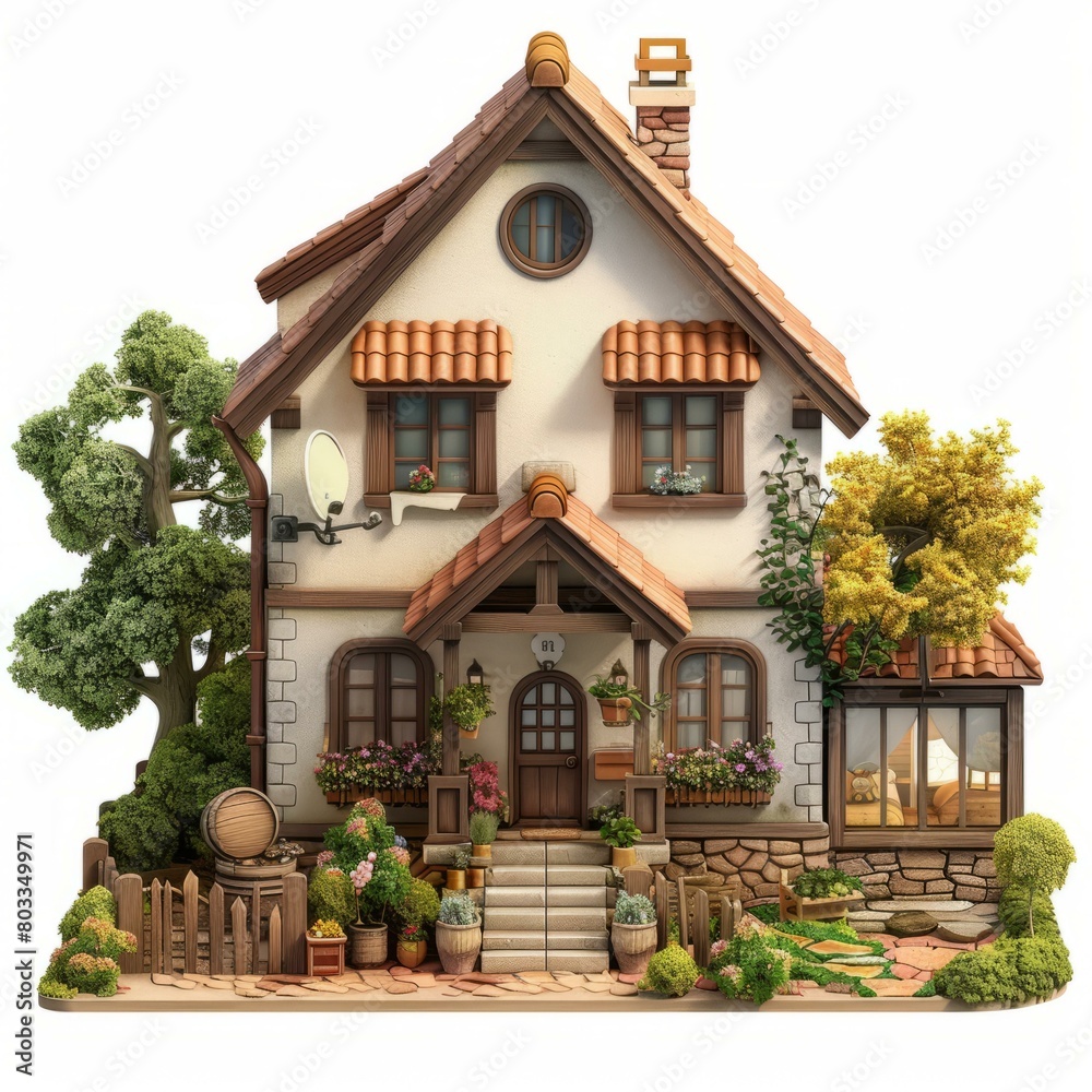 European style house with a garden