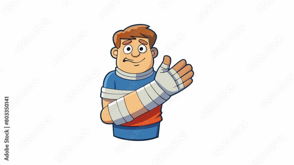 A sprained wrist noticeable by the way it hangs at an awkward angle and the persons inability to move it without pain. The area is also swollen and. Cartoon Vector